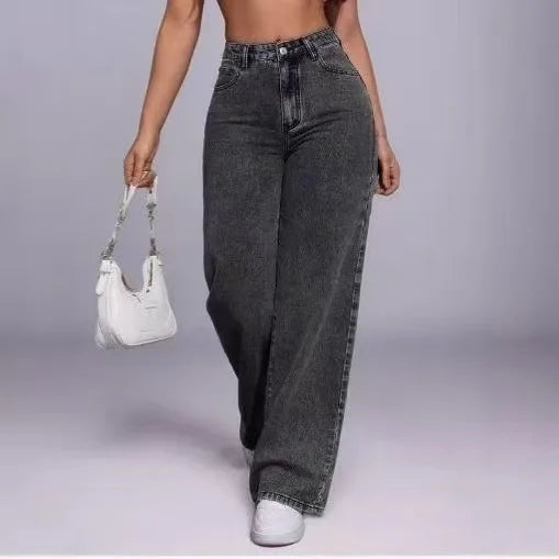 Women’s Baggy Wide-Leg Jeans – Loose Straight-Fit Denim, Casual Streetwear