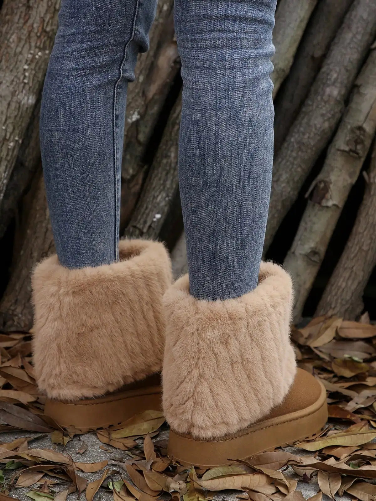 Womens Snow Boots - Fluffy Faux Fur Lined Short Winter Casual Platform Shoes For Warmth And Style