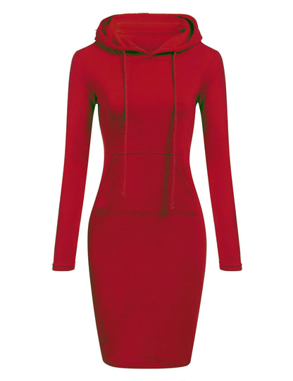 Women’s Hoodie Dress – Long Sleeve Bodycon Sweatshirt Dress with Kangaroo Pocket