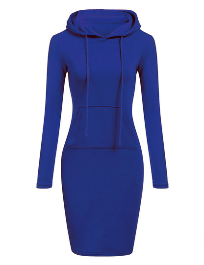 Women’s Hoodie Dress – Long Sleeve Bodycon Sweatshirt Dress with Kangaroo Pocket