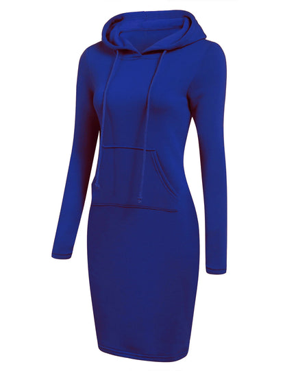 Women’s Hoodie Dress – Long Sleeve Bodycon Sweatshirt Dress with Kangaroo Pocket
