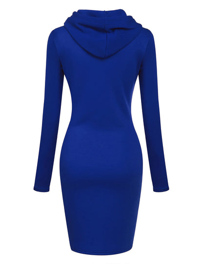 Women’s Hoodie Dress – Long Sleeve Bodycon Sweatshirt Dress with Kangaroo Pocket