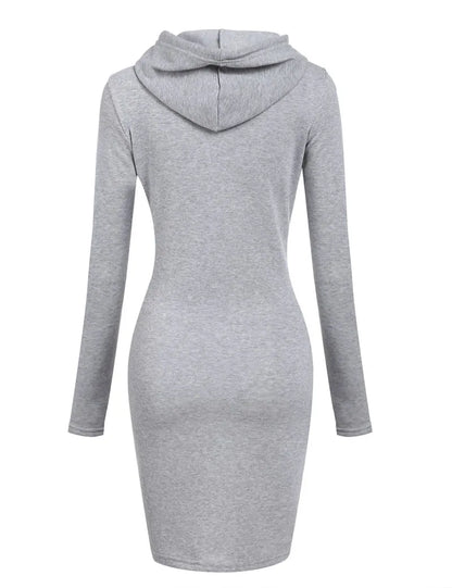 Women’s Hoodie Dress – Long Sleeve Bodycon Sweatshirt Dress with Kangaroo Pocket