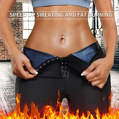 Sauna Sweat Shorts for Women – High-Waist Tummy Control Workout Shaper with Hook Closure