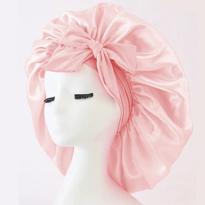 Satin Hair Bonnet with Tie Band – Large Adjustable Sleep Bonnet for Curly & Natural Hair