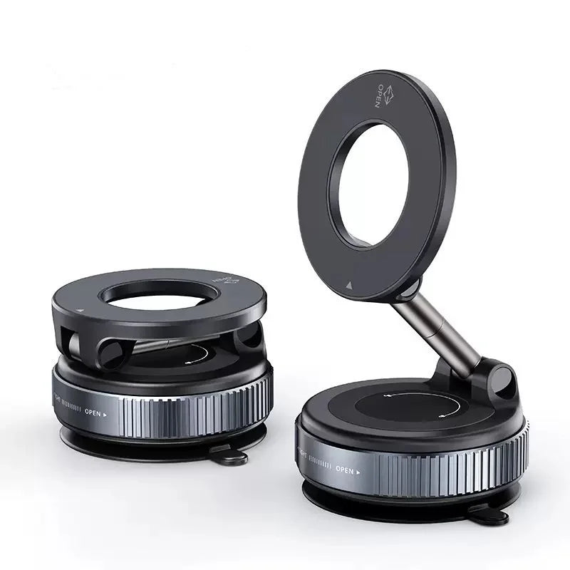 Magnetic Vacuum Phone Car Mount – 360° Rotatable Foldable Holder