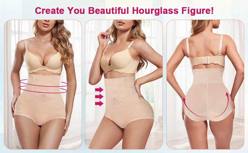 High-Waist Tummy Control Shapewear Briefs – Cross Compression Butt-Lifting Panties for Women