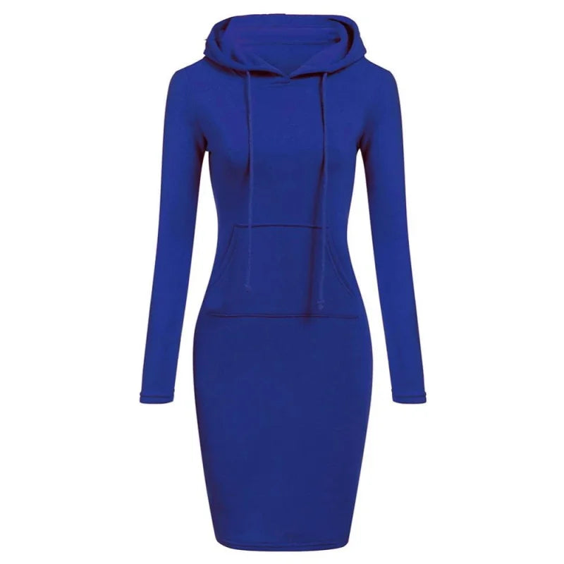 Women’s Hoodie Dress – Long Sleeve Bodycon Sweatshirt Dress with Kangaroo Pocket