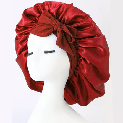 Satin Hair Bonnet with Tie Band – Large Adjustable Sleep Bonnet for Curly & Natural Hair