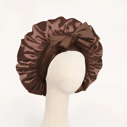 Satin Hair Bonnet with Tie Band – Large Adjustable Sleep Bonnet for Curly & Natural Hair