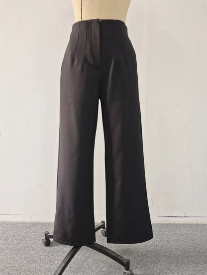 High-Waist Wide-Leg Dress Pants for Women – Tailored Office Trousers