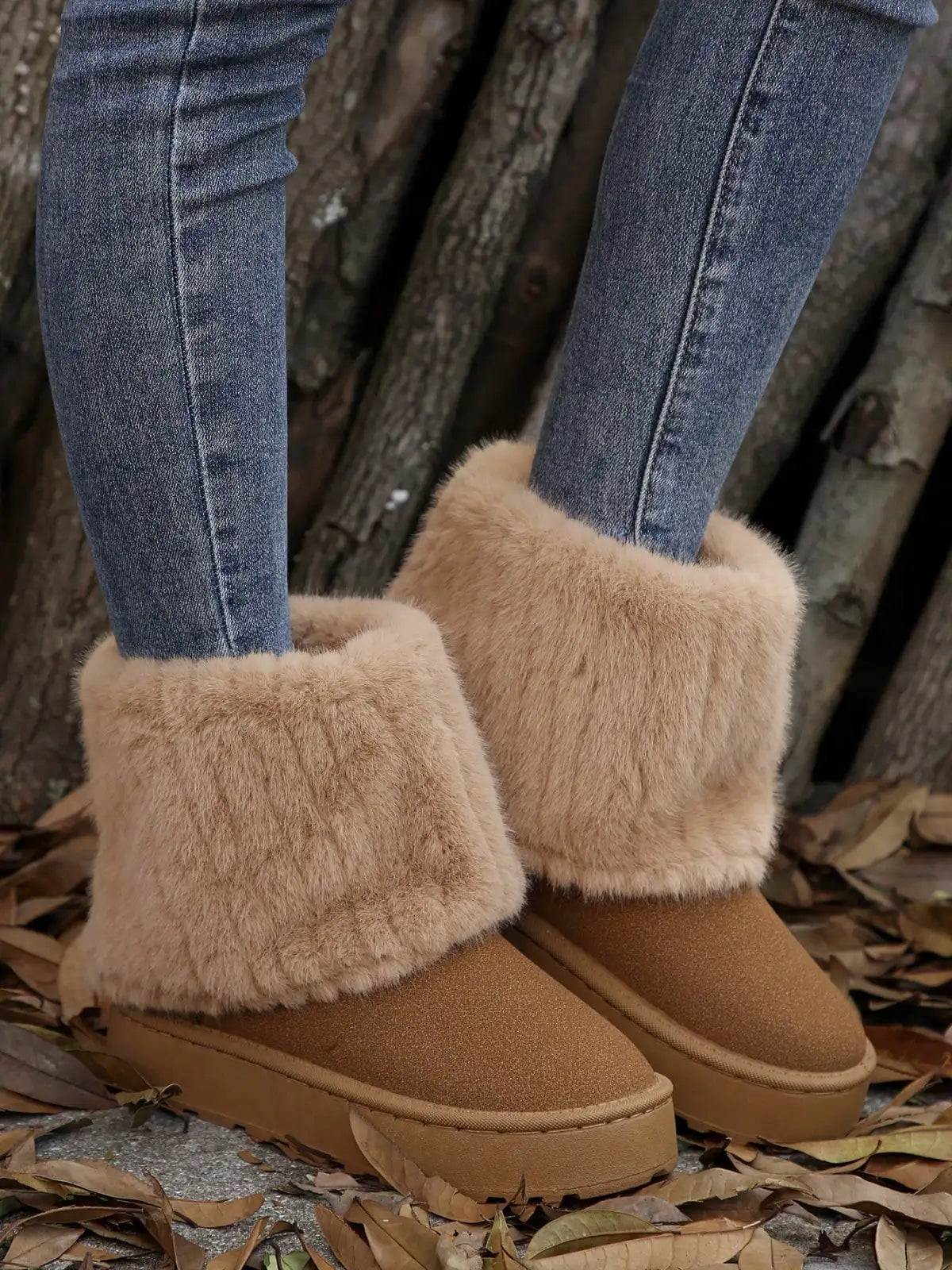Womens Snow Boots - Fluffy Faux Fur Lined Short Winter Casual Platform Shoes For Warmth And Style