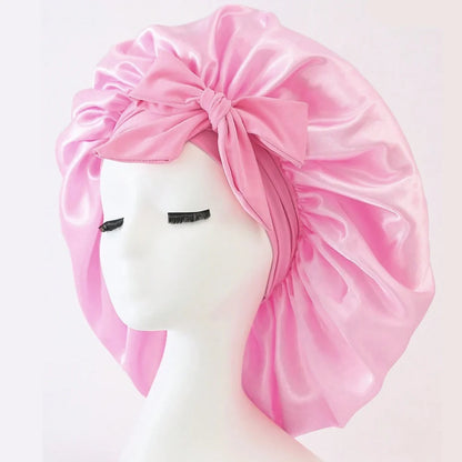 Satin Hair Bonnet with Tie Band – Large Adjustable Sleep Bonnet for Curly & Natural Hair