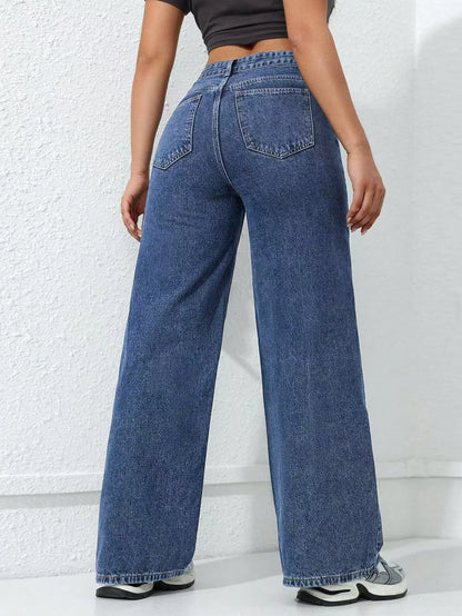 Women’s Baggy Wide-Leg Jeans – Loose Straight-Fit Denim, Casual Streetwear