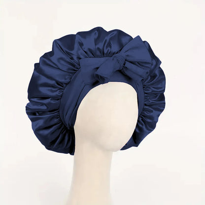 Satin Hair Bonnet with Tie Band – Large Adjustable Sleep Bonnet for Curly & Natural Hair