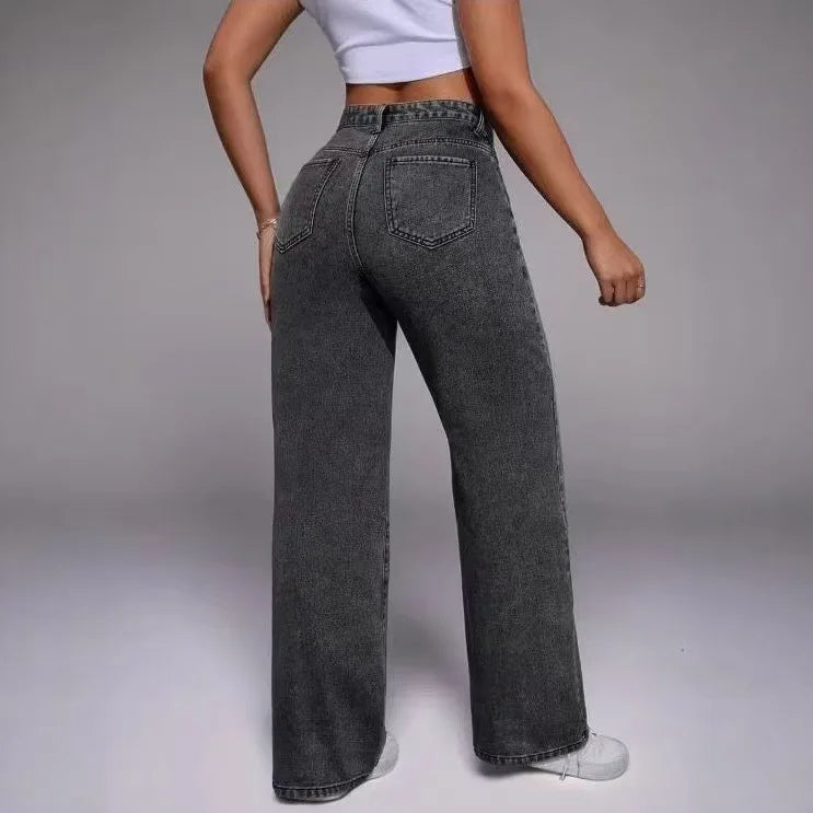 Women’s Baggy Wide-Leg Jeans – Loose Straight-Fit Denim, Casual Streetwear
