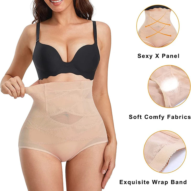High-Waist Tummy Control Shapewear Briefs – Cross Compression Butt-Lifting Panties for Women