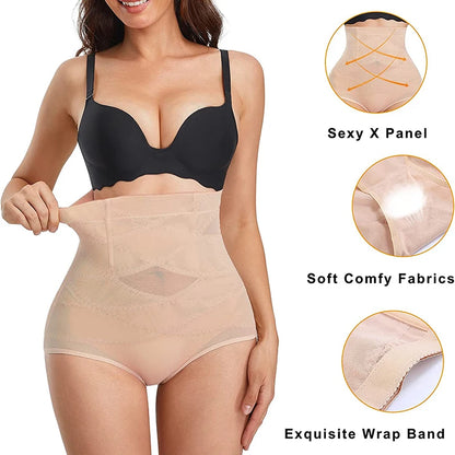 High-Waist Tummy Control Shapewear Briefs – Cross Compression Butt-Lifting Panties for Women