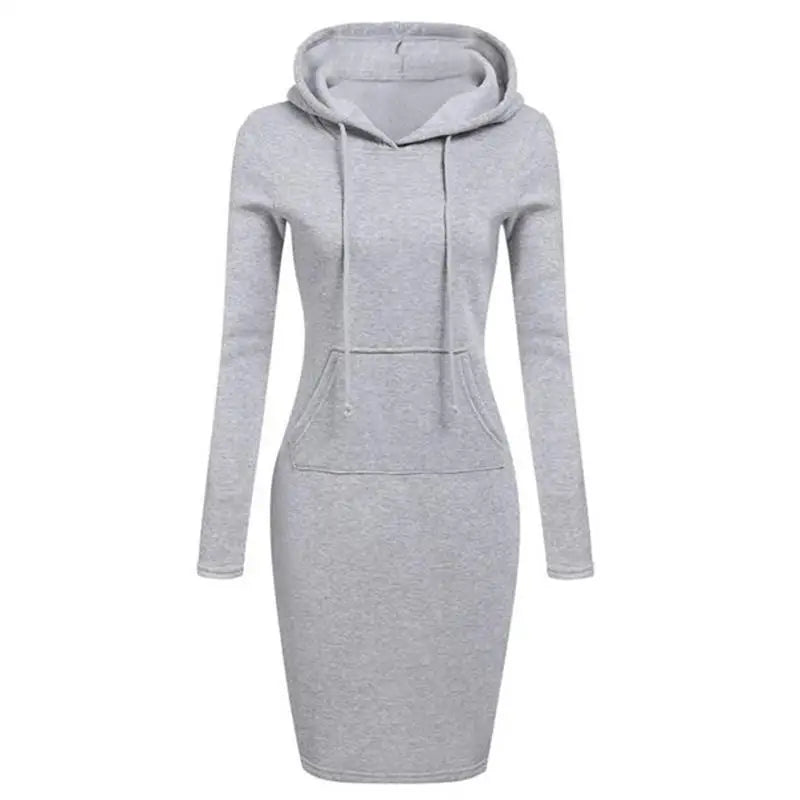 Women’s Hoodie Dress – Long Sleeve Bodycon Sweatshirt Dress with Kangaroo Pocket