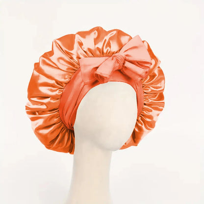 Satin Hair Bonnet with Tie Band – Large Adjustable Sleep Bonnet for Curly & Natural Hair