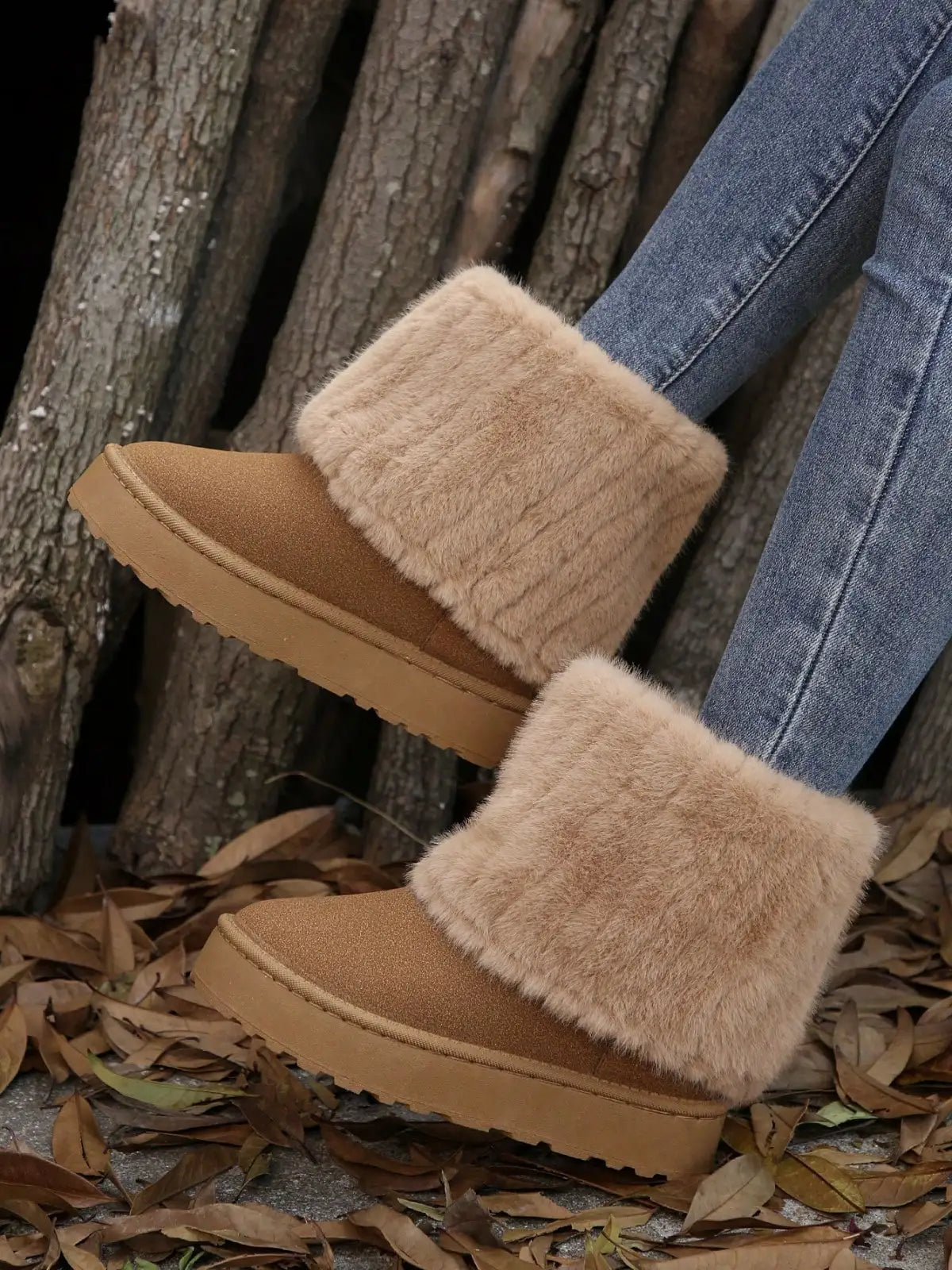 Womens Snow Boots - Fluffy Faux Fur Lined Short Winter Casual Platform Shoes For Warmth And Style