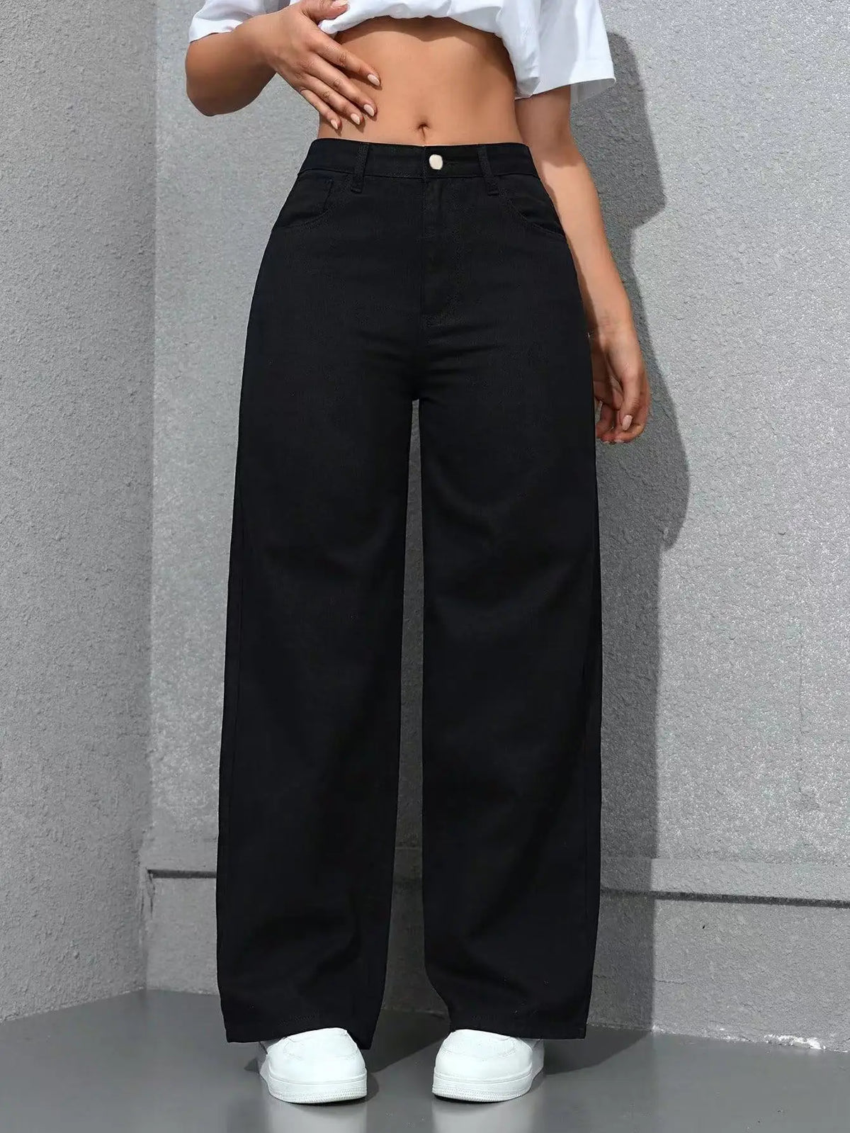 Women’s Baggy Wide-Leg Jeans – Loose Straight-Fit Denim, Casual Streetwear