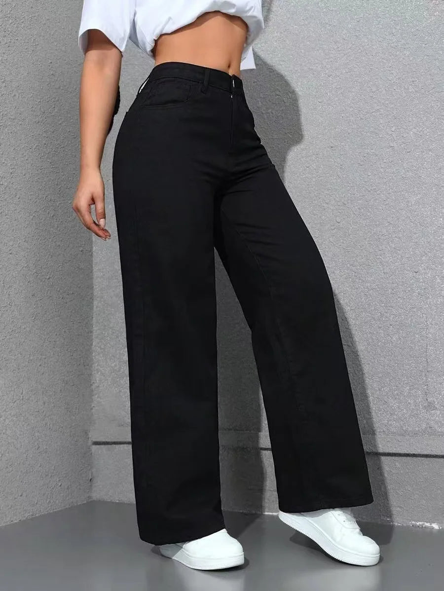 Women’s Baggy Wide-Leg Jeans – Loose Straight-Fit Denim, Casual Streetwear
