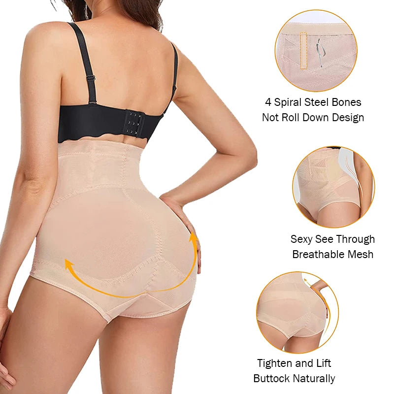 High-Waist Tummy Control Shapewear Briefs – Cross Compression Butt-Lifting Panties for Women