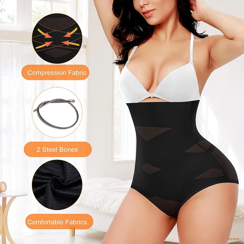 High-Waist Tummy Control Shapewear Briefs – Cross Compression Butt-Lifting Panties for Women