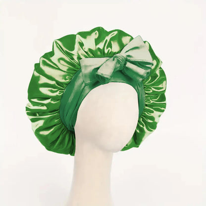 Satin Hair Bonnet with Tie Band – Large Adjustable Sleep Bonnet for Curly & Natural Hair