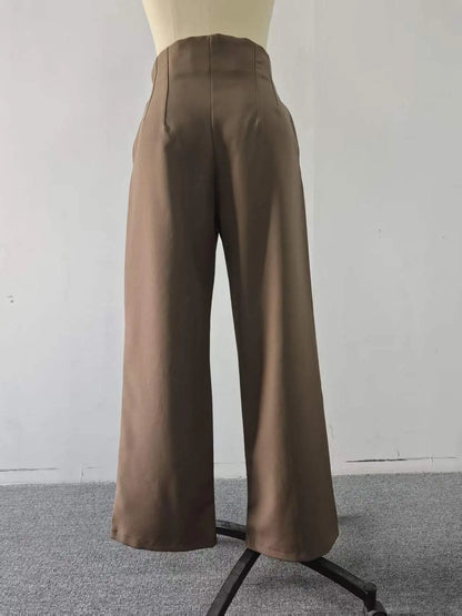 High-Waist Wide-Leg Dress Pants for Women – Tailored Office Trousers