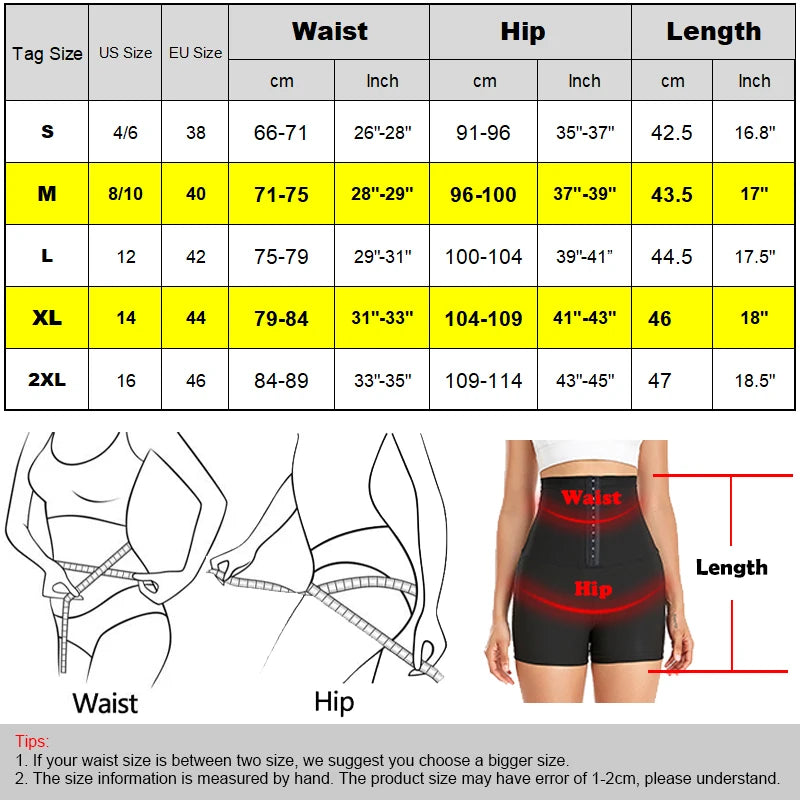 Sauna Sweat Shorts for Women – High-Waist Tummy Control Workout Shaper with Hook Closure