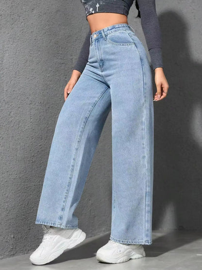 Women’s Baggy Wide-Leg Jeans – Loose Straight-Fit Denim, Casual Streetwear