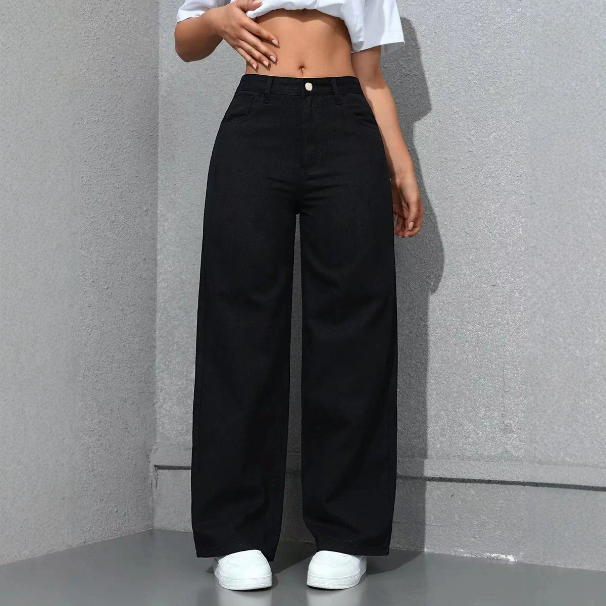 Women’s Baggy Wide-Leg Jeans – Loose Straight-Fit Denim, Casual Streetwear