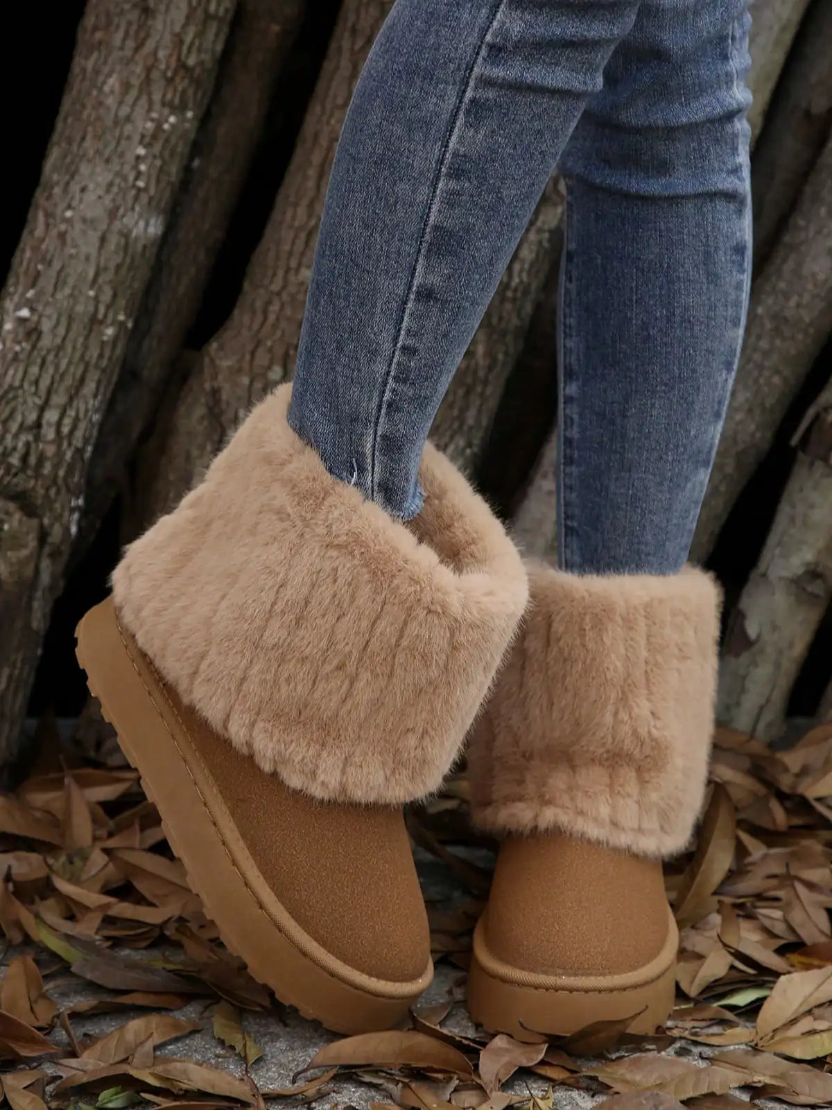 Womens Snow Boots - Fluffy Faux Fur Lined Short Winter Casual Platform Shoes For Warmth And Style