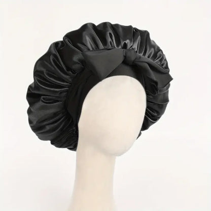Satin Hair Bonnet with Tie Band – Large Adjustable Sleep Bonnet for Curly & Natural Hair