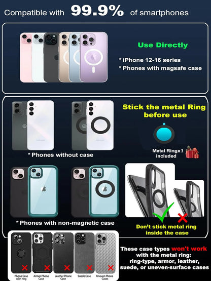Magnetic Vacuum Phone Car Mount – 360° Rotatable Foldable Holder