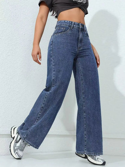 Women’s Baggy Wide-Leg Jeans – Loose Straight-Fit Denim, Casual Streetwear