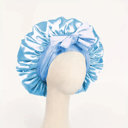 Satin Hair Bonnet with Tie Band – Large Adjustable Sleep Bonnet for Curly & Natural Hair