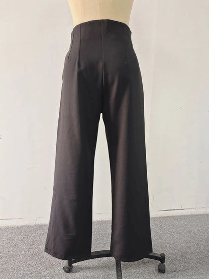 High-Waist Wide-Leg Dress Pants for Women – Tailored Office Trousers