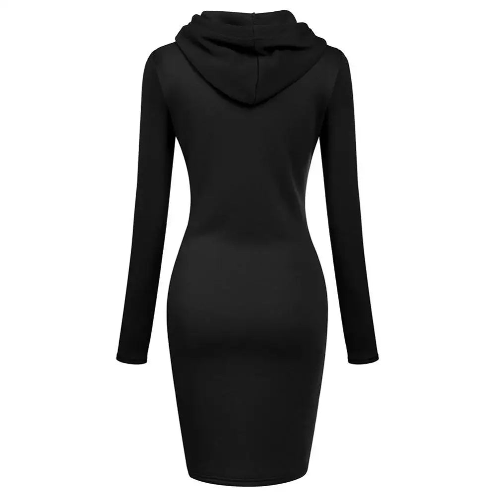 Women’s Hoodie Dress – Long Sleeve Bodycon Sweatshirt Dress with Kangaroo Pocket