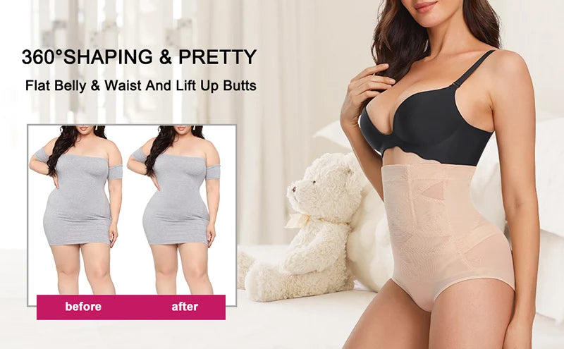High-Waist Tummy Control Shapewear Briefs – Cross Compression Butt-Lifting Panties for Women