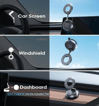 Magnetic Vacuum Phone Car Mount – 360° Rotatable Foldable Holder