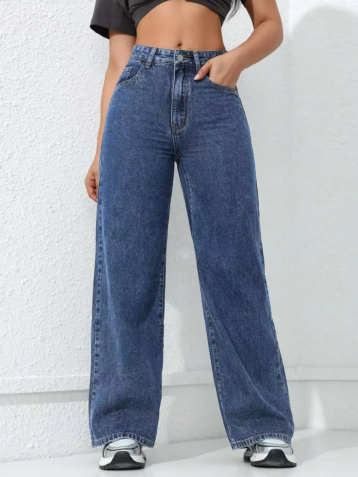 Women’s Baggy Wide-Leg Jeans – Loose Straight-Fit Denim, Casual Streetwear