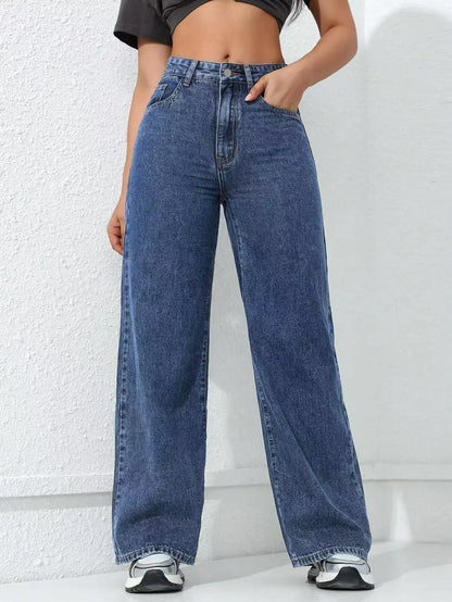 Women’s Baggy Wide-Leg Jeans – Loose Straight-Fit Denim, Casual Streetwear