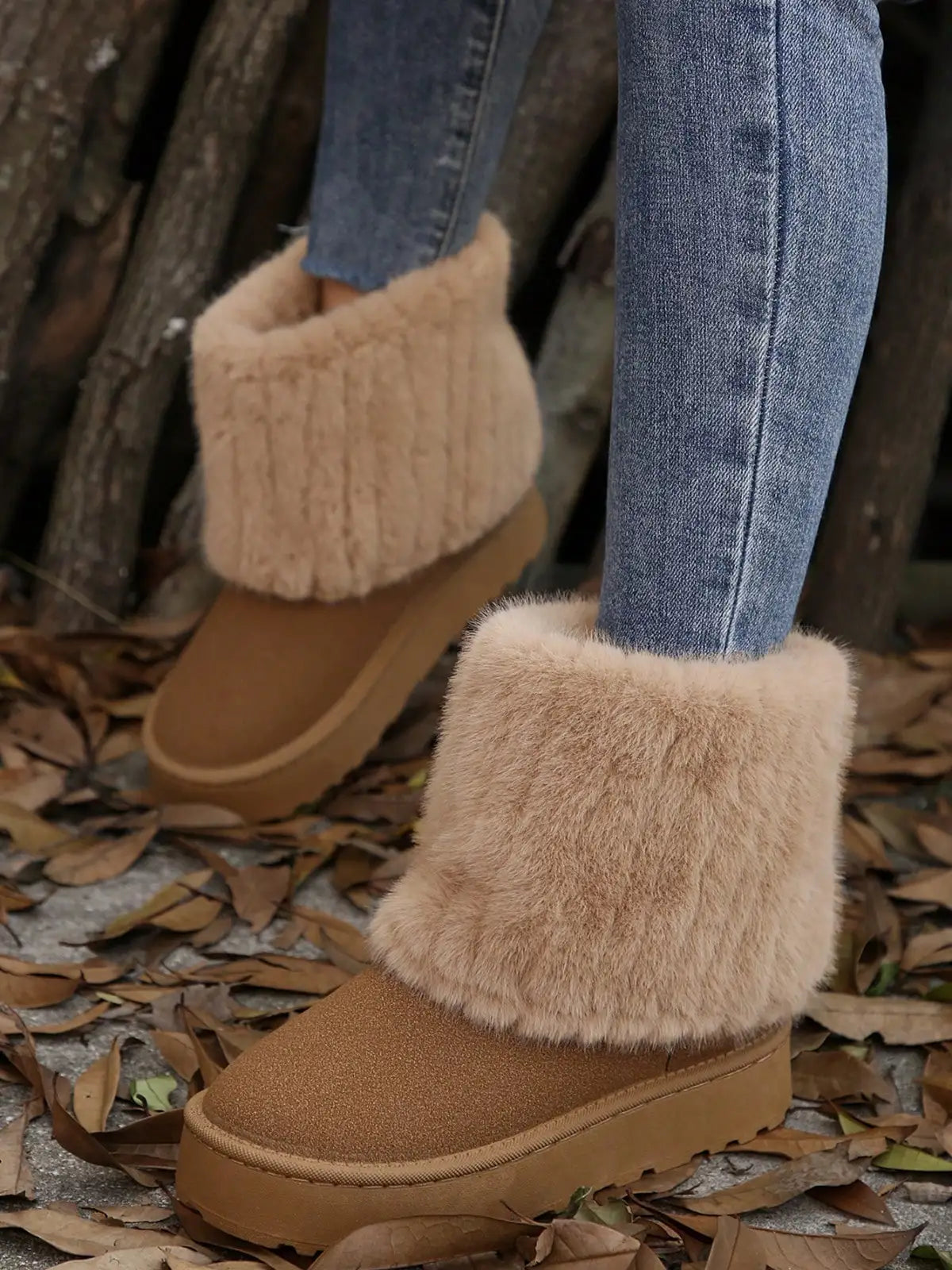 Womens Snow Boots - Fluffy Faux Fur Lined Short Winter Casual Platform Shoes For Warmth And Style