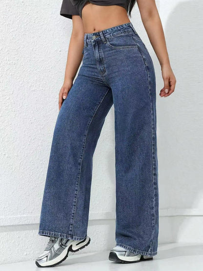 Women’s Baggy Wide-Leg Jeans – Loose Straight-Fit Denim, Casual Streetwear