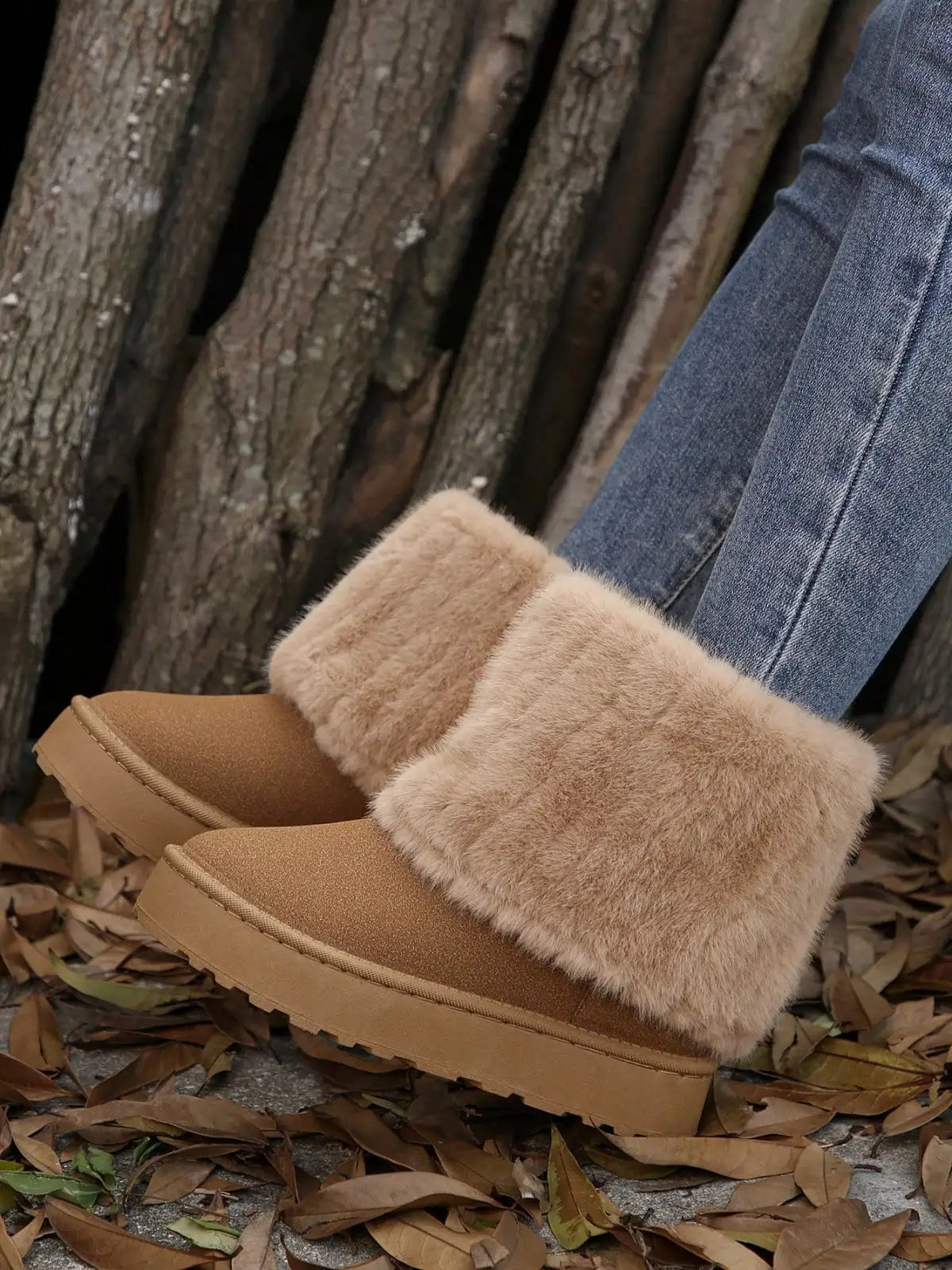 Womens Snow Boots - Fluffy Faux Fur Lined Short Winter Casual Platform Shoes For Warmth And Style
