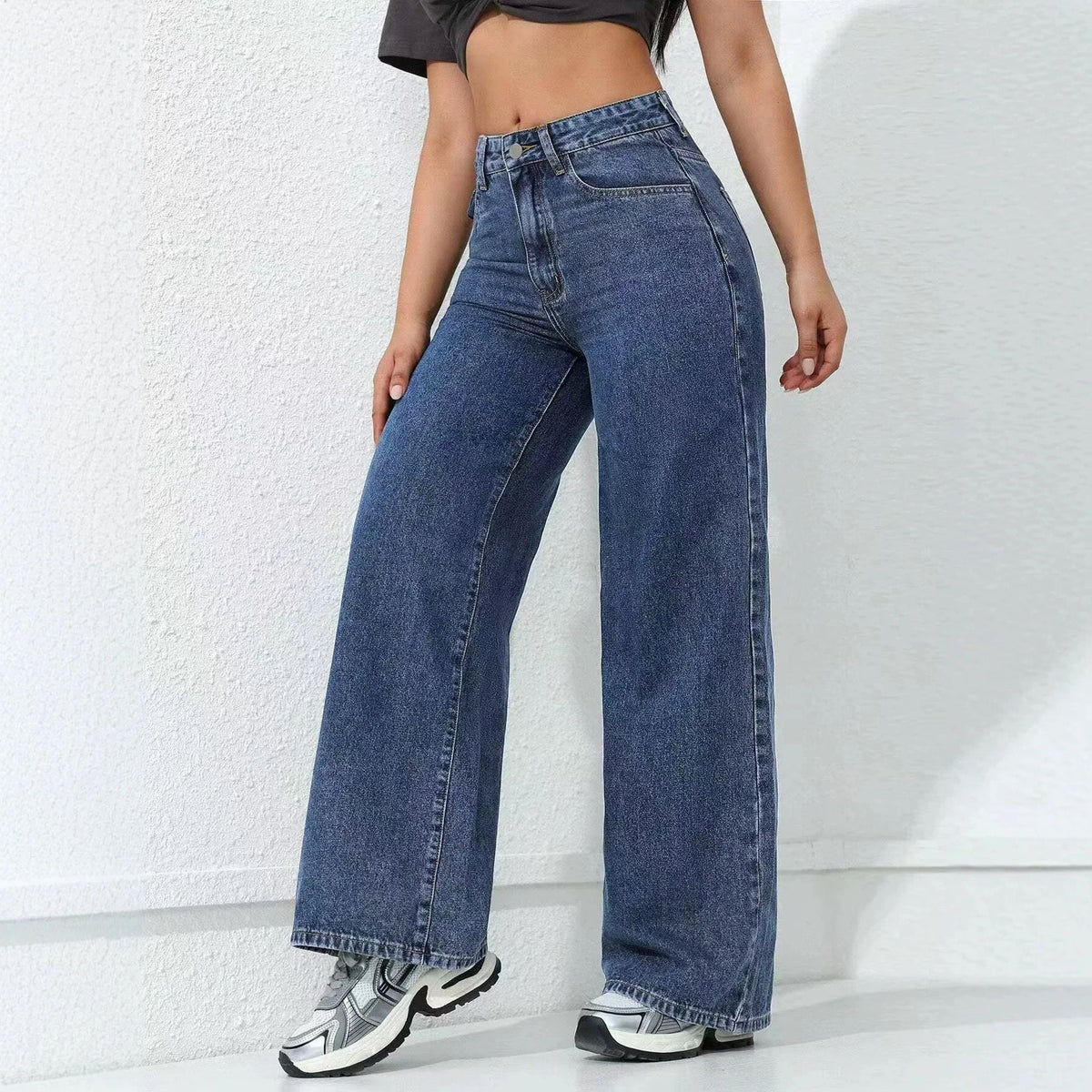 Women’s Baggy Wide-Leg Jeans – Loose Straight-Fit Denim, Casual Streetwear