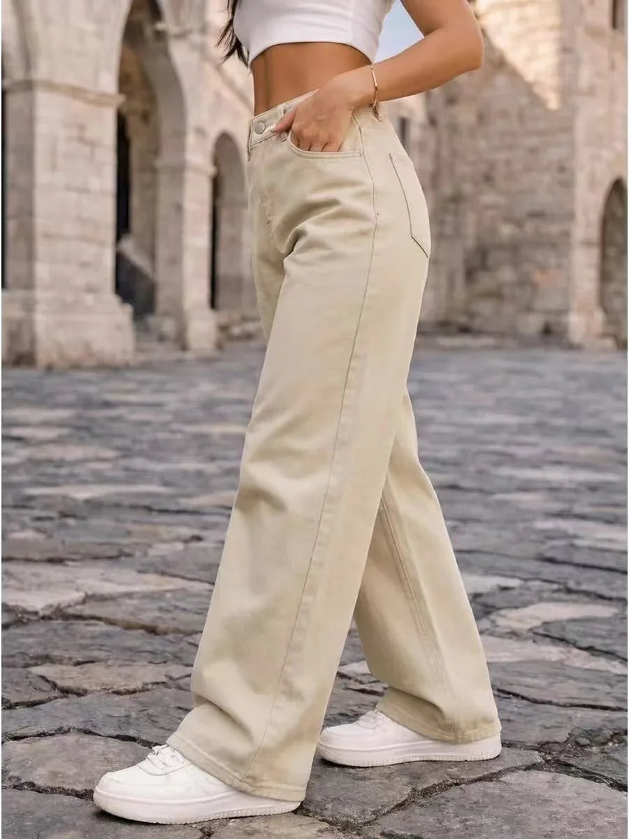 Women’s Baggy Wide-Leg Jeans – Loose Straight-Fit Denim, Casual Streetwear